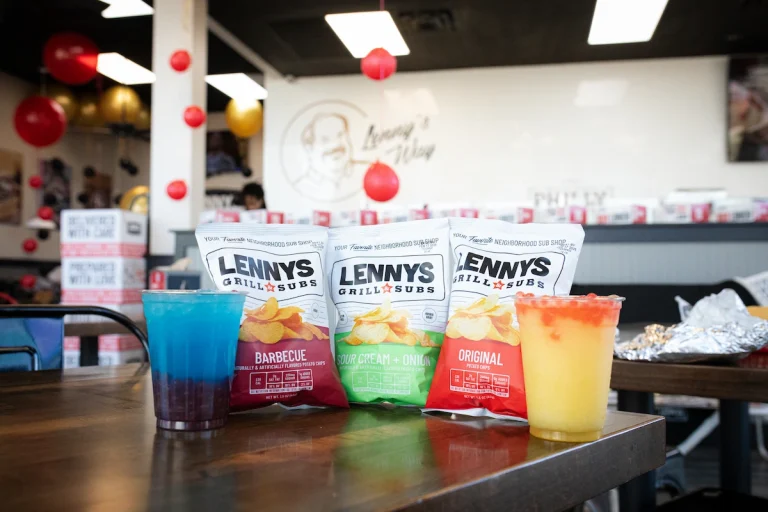 Colorful Botrista craft beverages alongside Lennys Grill & Subs potato chips at its Memphis restaurant.